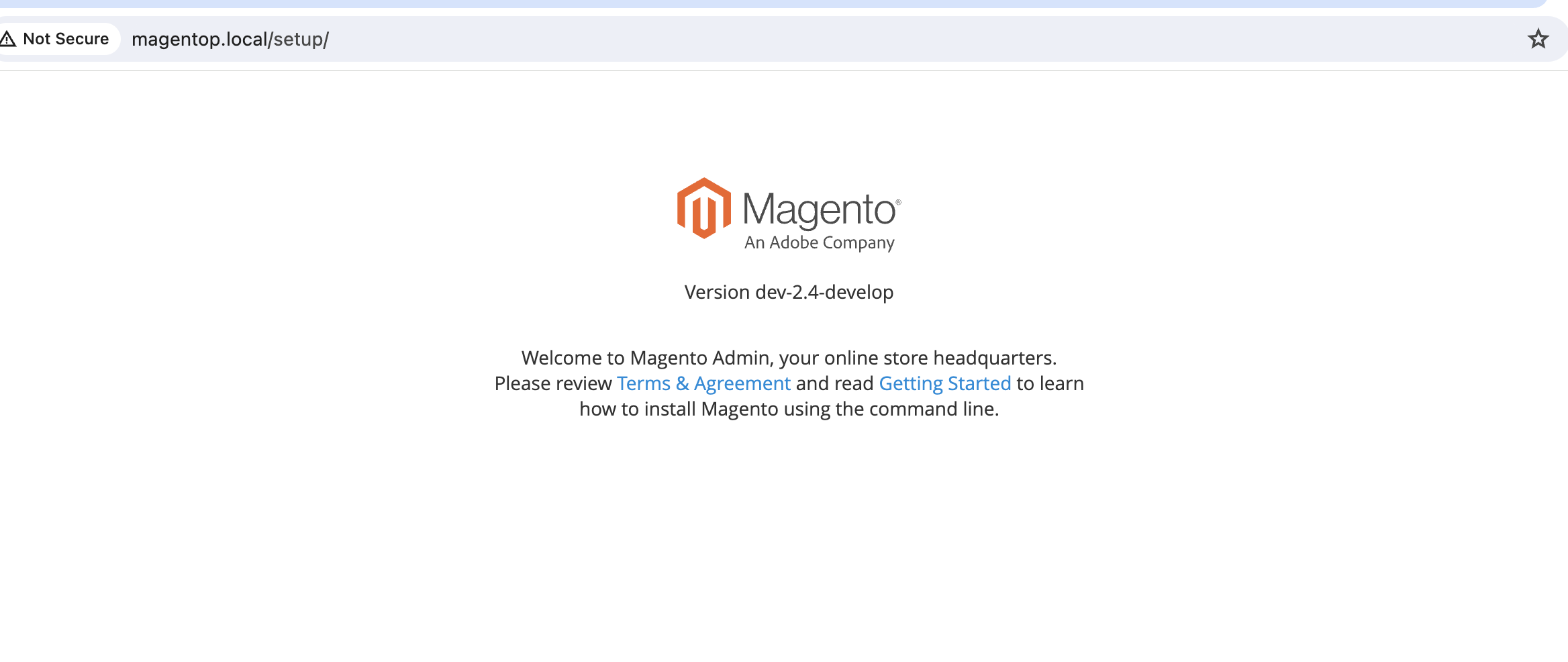 Example exposure of Magento version via the /setup/ route